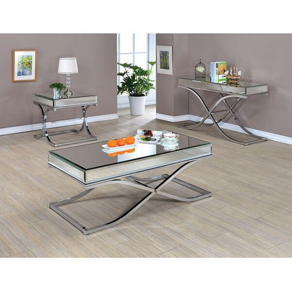 3 piece mirror coffee table deals set